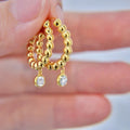 Huitan Beaded Hoop Drop Earrings – Cubic Zirconia Women's Jewelry