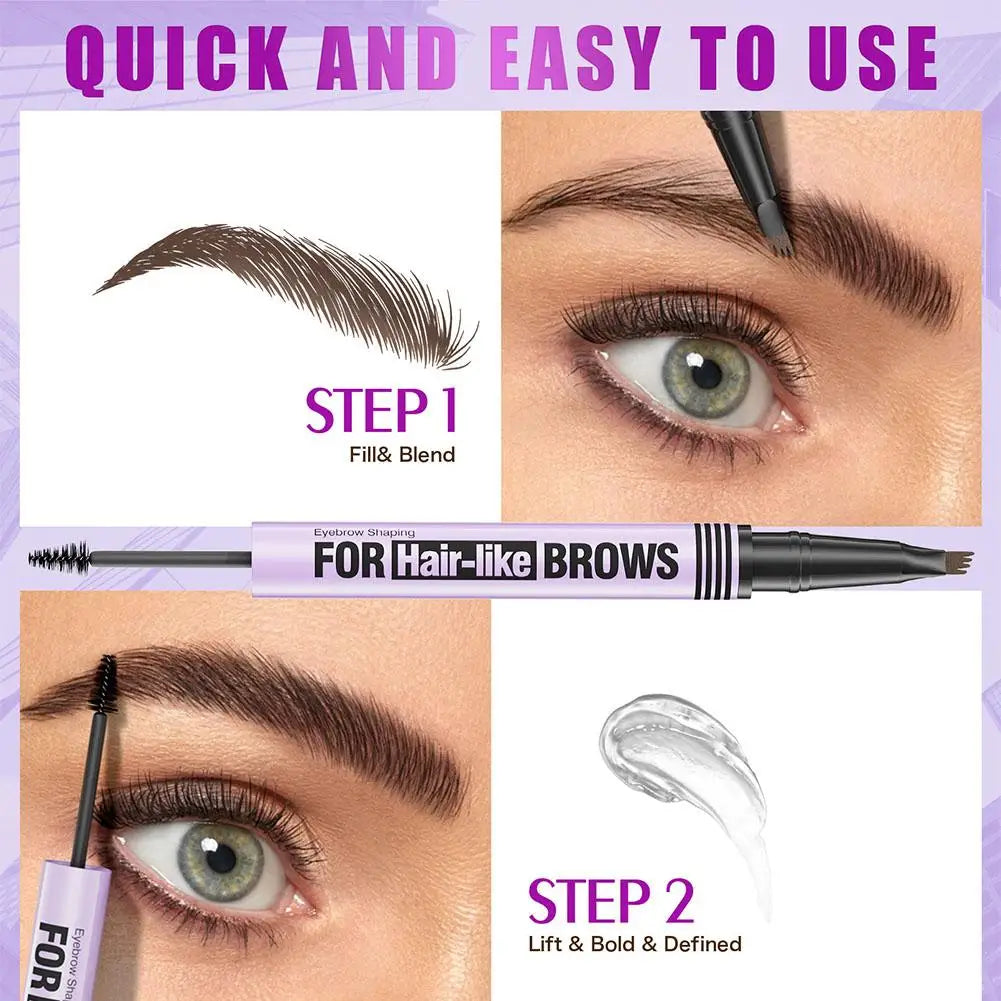 4-Fork-Tip Eyebrow Pencil | Waterproof 3D Brow Shaping Kit