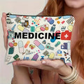 Medicine Themed Makeup Bag Foldable Cosmetic Case Healthcare