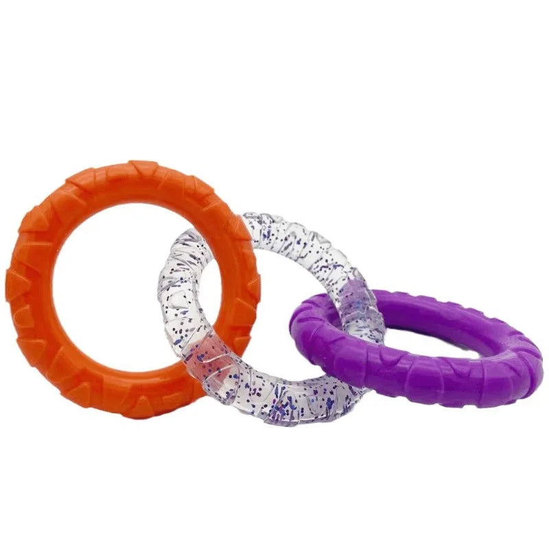 Dog Toys Pull Rings Tough Bite Cleaning Teeth Grinding Relieving