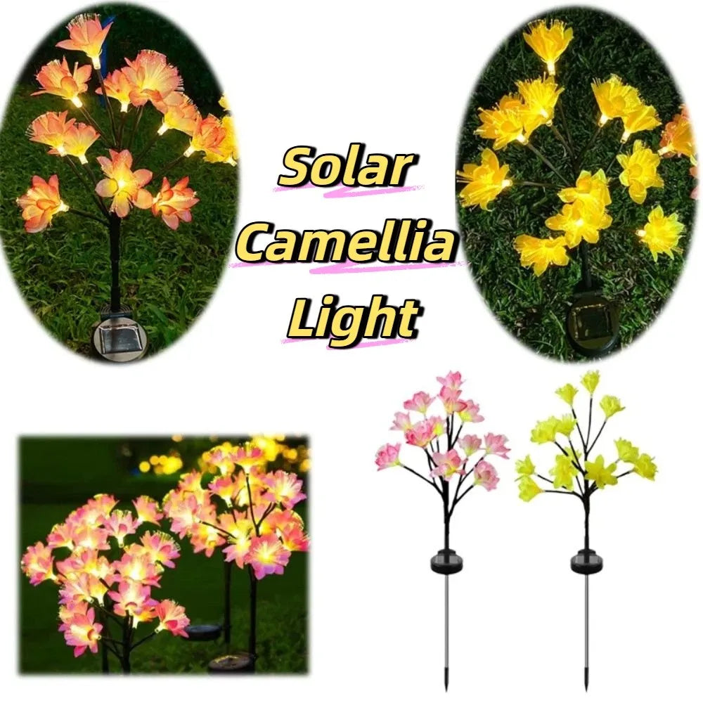 Solar Camellia LED Garden Stake Light | Outdoor Landscape Decor