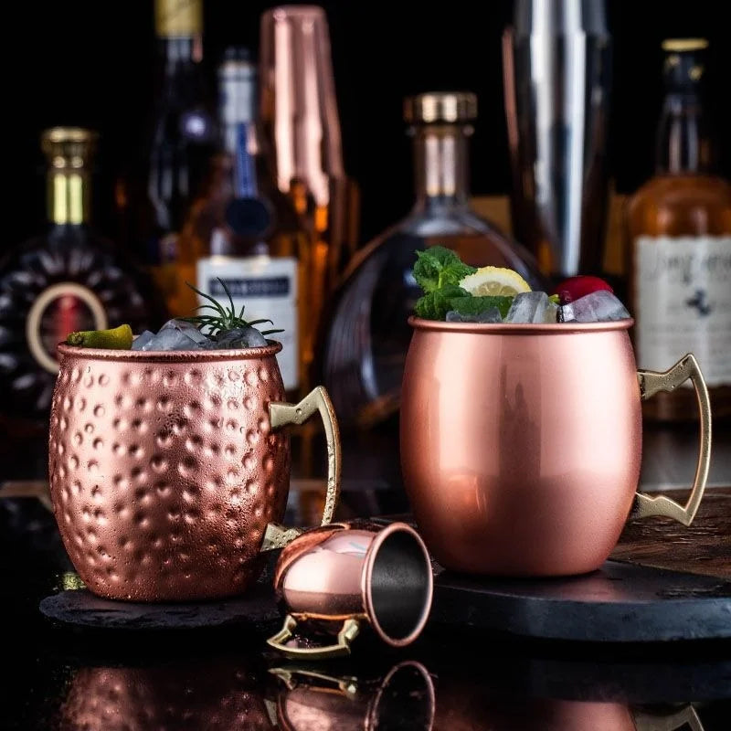 Stainless Steel Moscow Mule Beer Mugs Metal Copper Plated Hammered
