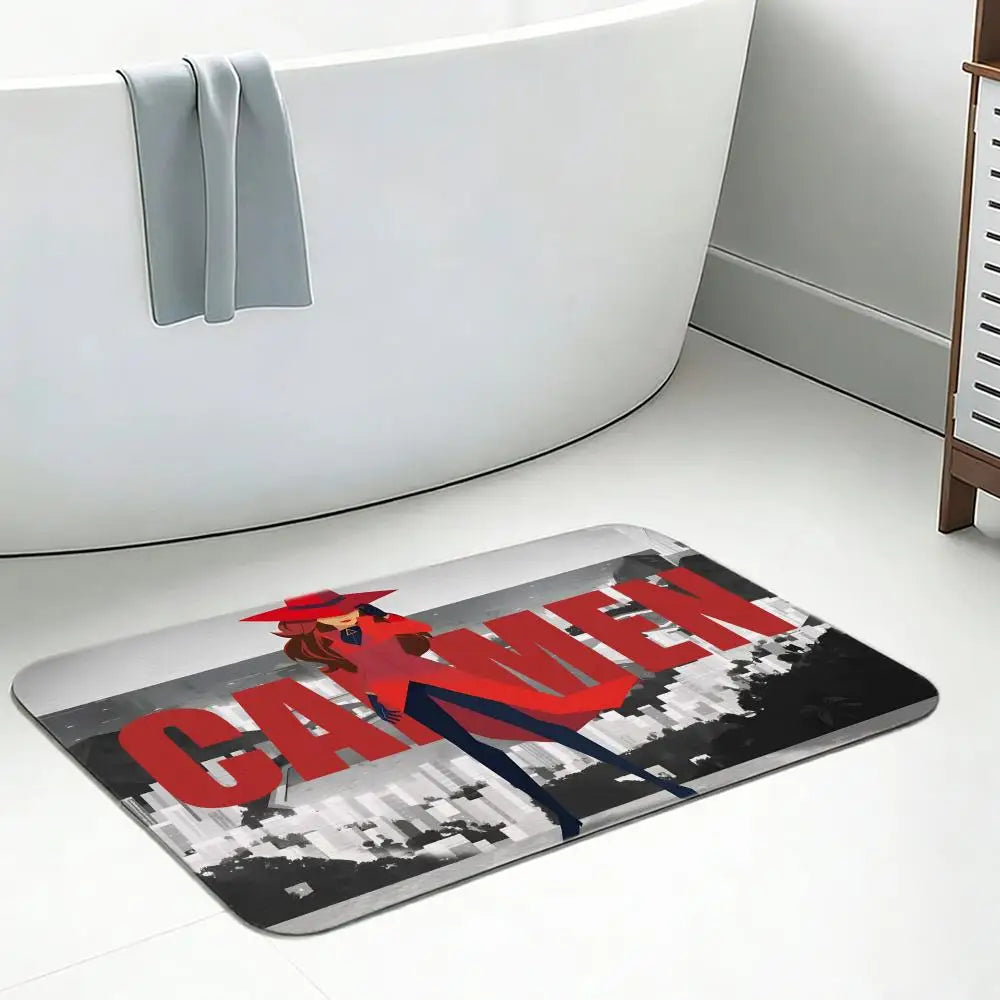Anime Carmen Sandiego Diatomite Bath Mat | Quick Dry Anti-Slip