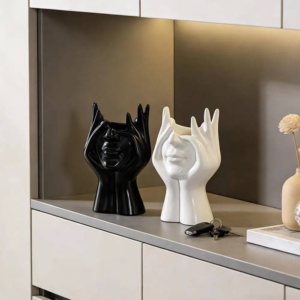 Abstract Face Pen Holder – Modern Desk Organizer Sculpture