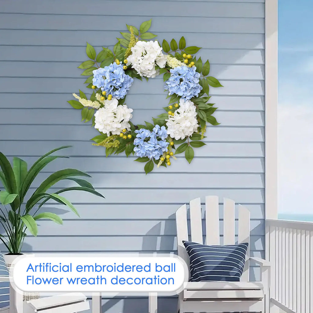 Artificial Hydrangea Wreath | Faux Floral Front Door Decor