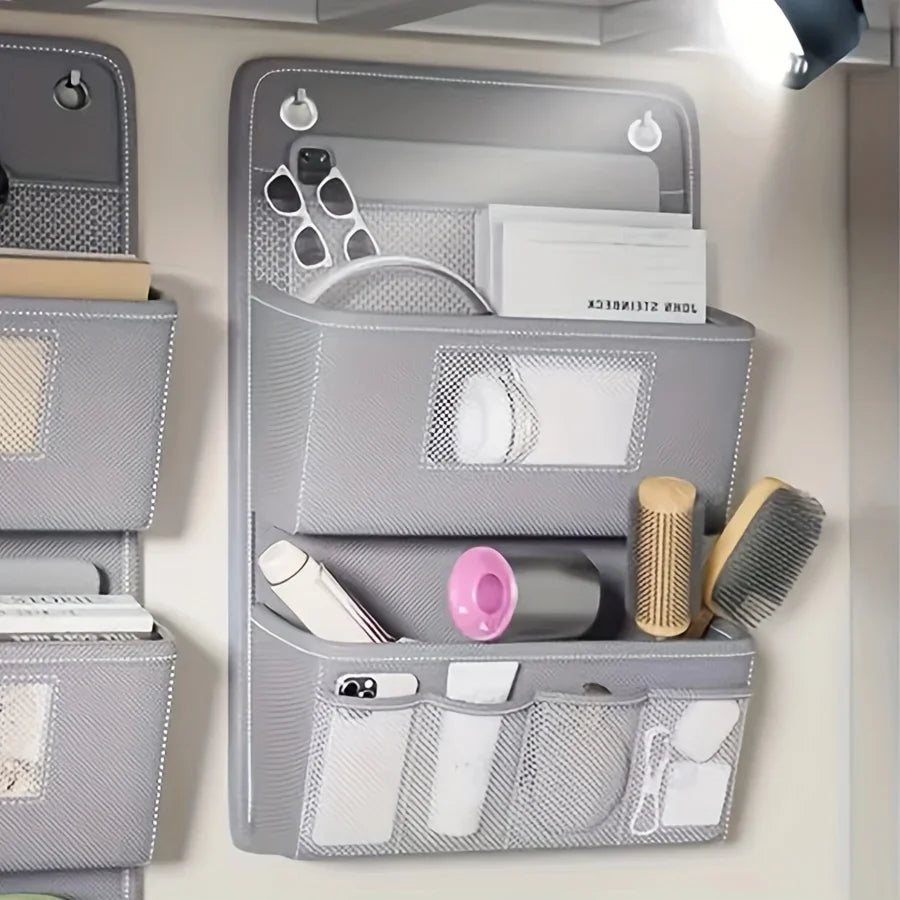 Versatile Gray Wall-mounted Storage Organizer Multi-compartment
