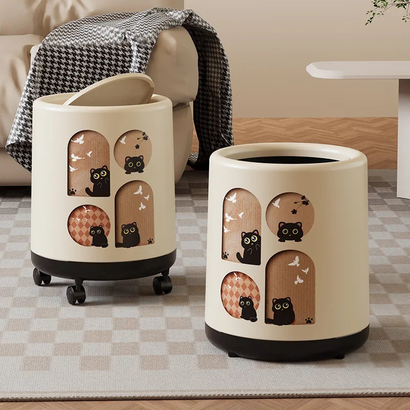 Oversized Lidded Trash Can with Wheels | Stylish Home Waste Bin