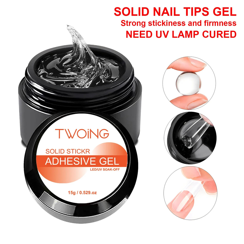TWOING Multifunctional Solid Nail Tips Gel Non-stick Hand Rhinestone