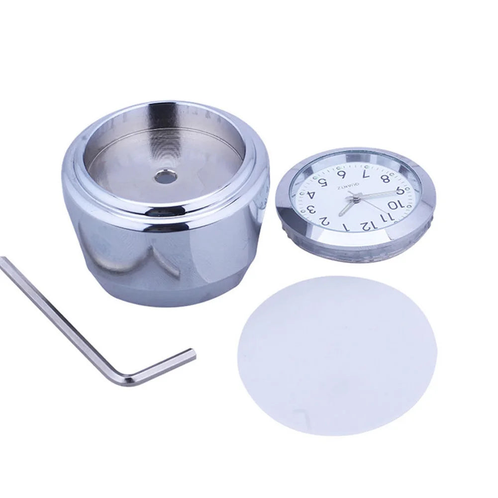 Motorcycle Handlebar Clock 7/8" & 1" Chrome Waterproof Glow Dial