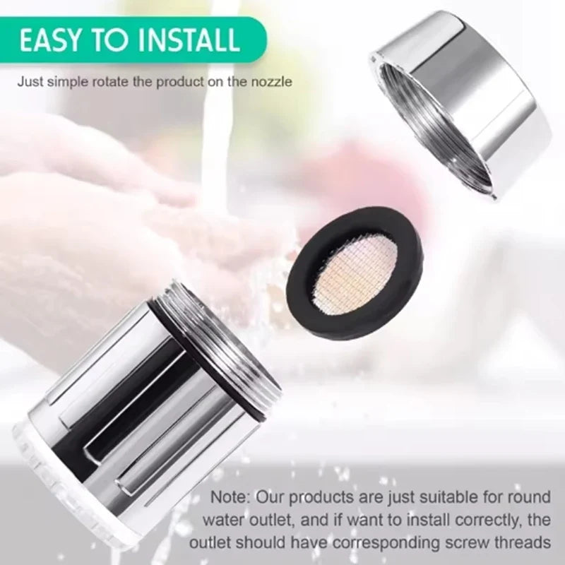 LED Color-Changing Faucet Aerator | 7-Color Temperature Sensor