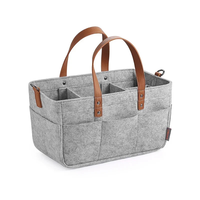 Baby Felt Nursery Organizer Diaper Caddy Basket with Handle