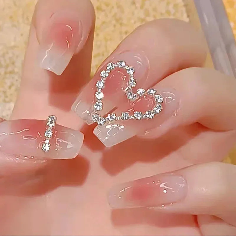Pink Butterfly Press-On Nails | Long Full Cover False Nail Set