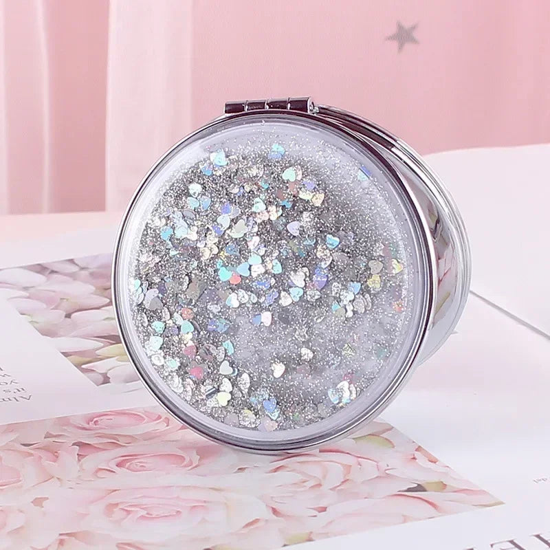 Double-Sided Compact Pocket Mirror | Sparkling Sand Design