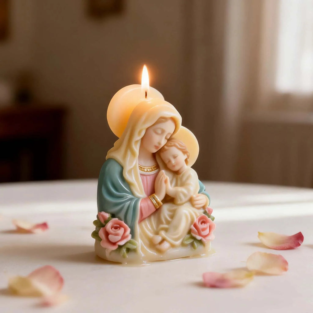 Virgin Mary Baby Jesus Silicone Mold 3D Religious Candle Soap Resin