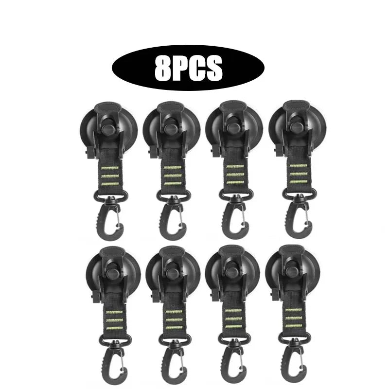 Car Tent Suction Cup Hooks | Camping Awning Buckle Clips 4-Pack