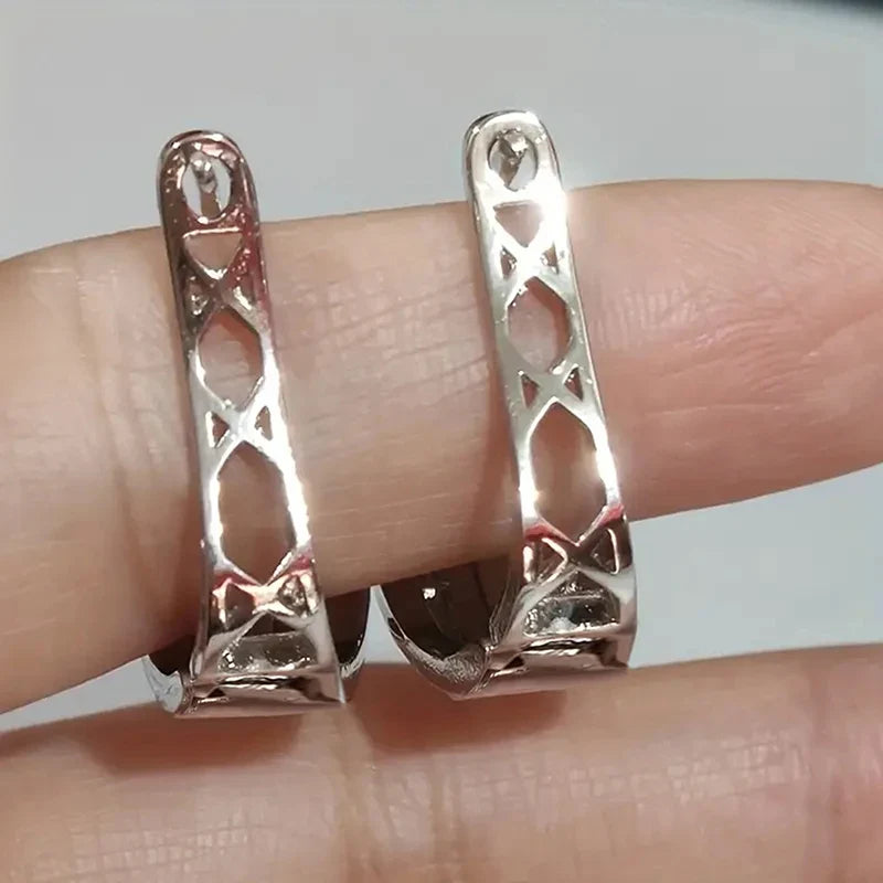 Huitan Cubic Zirconia Hoop Earrings – Silver Fashion Jewelry
