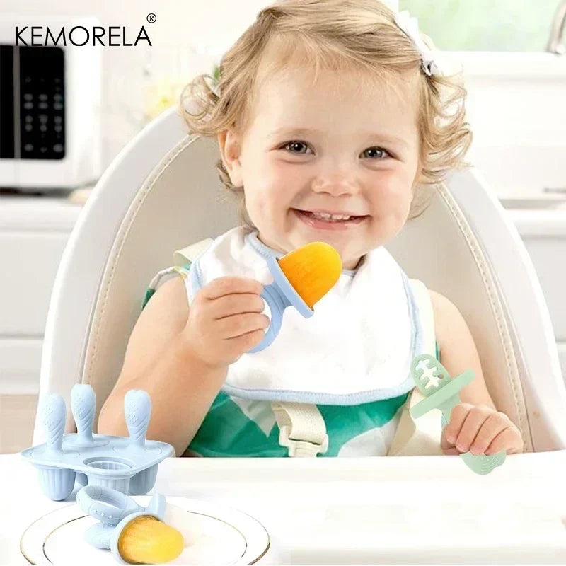 4-Cavity Silicone Baby Popsicle Mold – DIY Ice Cream Stick Mold