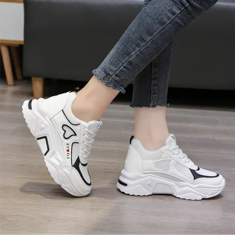 Women's Lace-Up Wedge Sneakers – Lightweight Platform Shoes