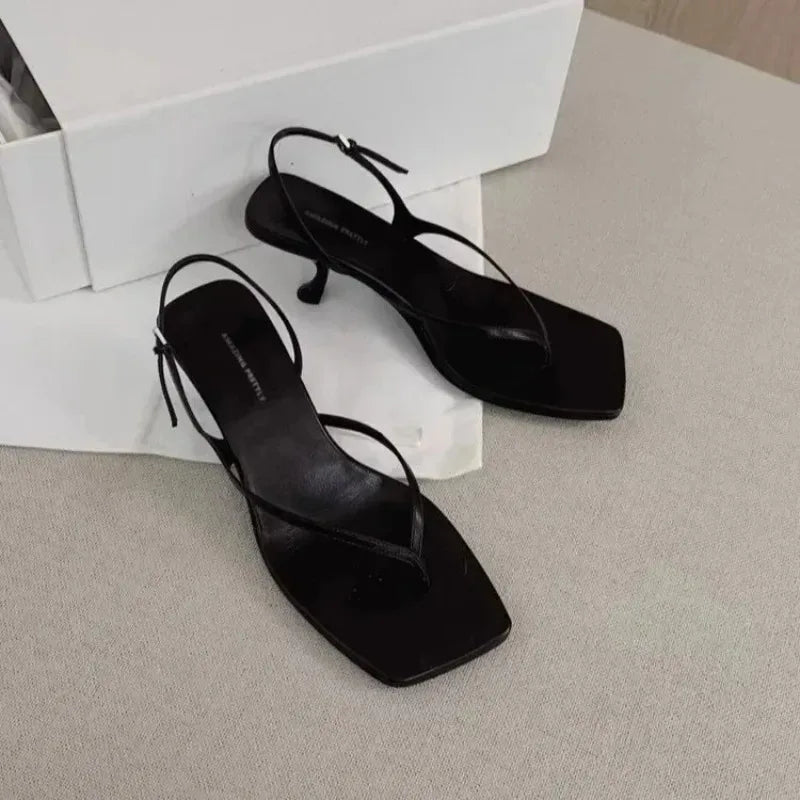 Women's Square Toe Kitten Heel Sandals – Retro French Style