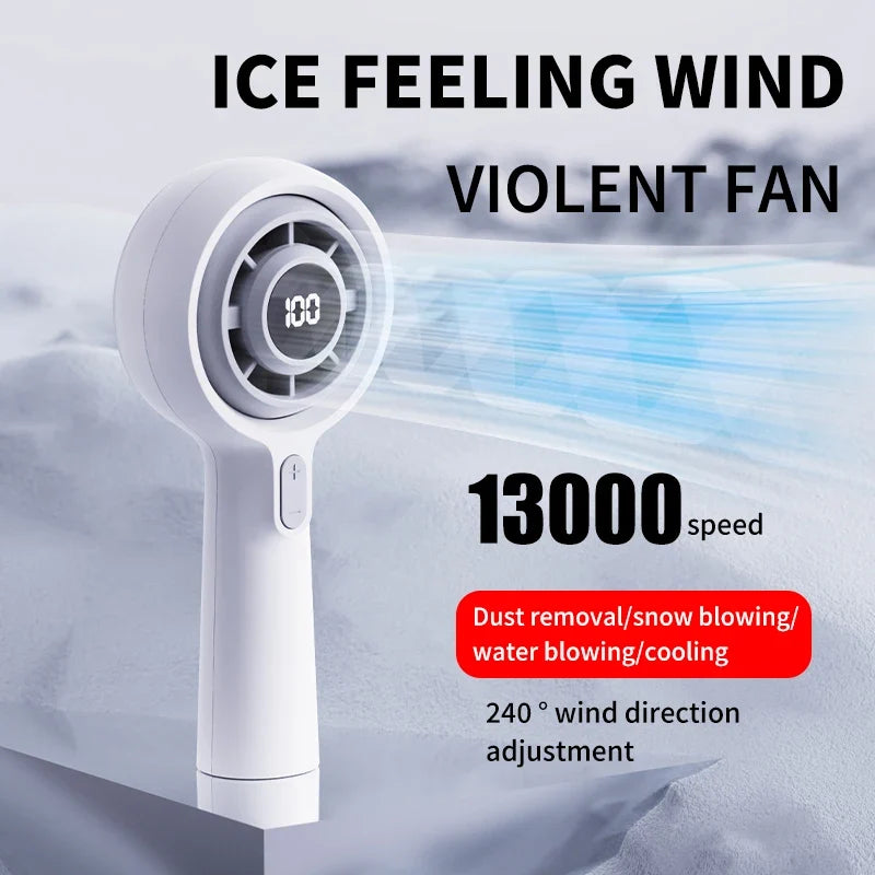 Mini Handheld Rechargeable Fan – High-Speed Brushless 3000mAh