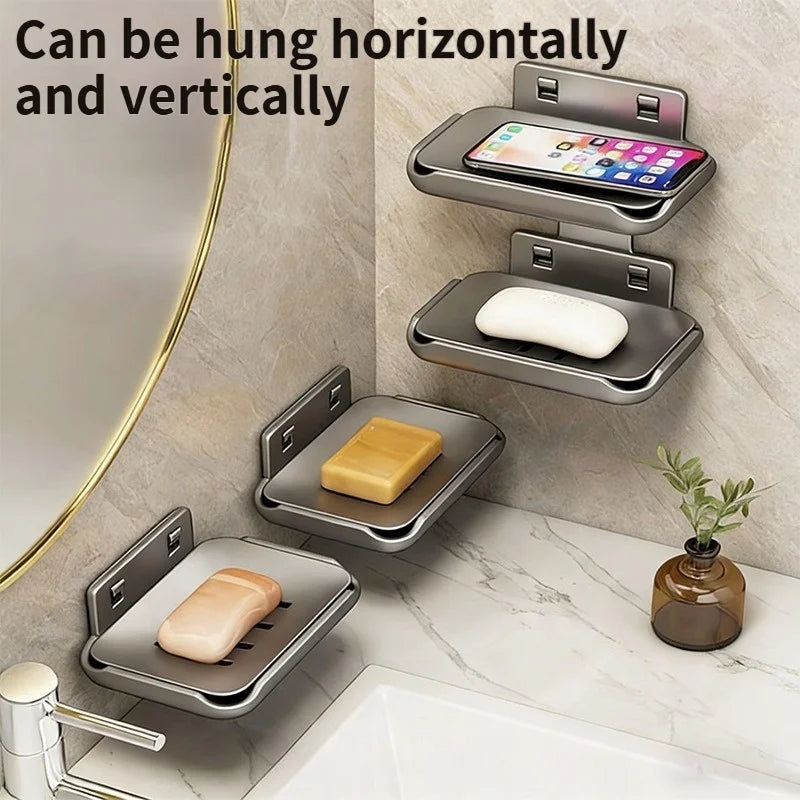 No-Drill Bathroom Corner Rack – Metal Wall-Mounted Soap Holder