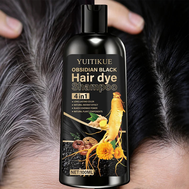 YUITIKUE Black Hair Color Shampoo – 4-in-1 Plant Formula 100ml