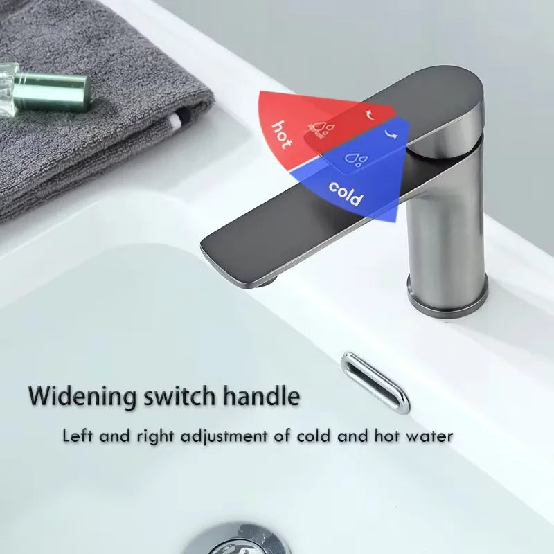 Brushed Gray Stainless Steel Bathroom Faucet | Single Handle