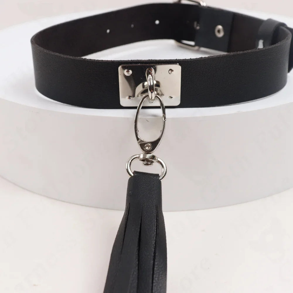 Sexy Punk Rock Gothic Chokers Necklace PU Leather Bondage Cosplay