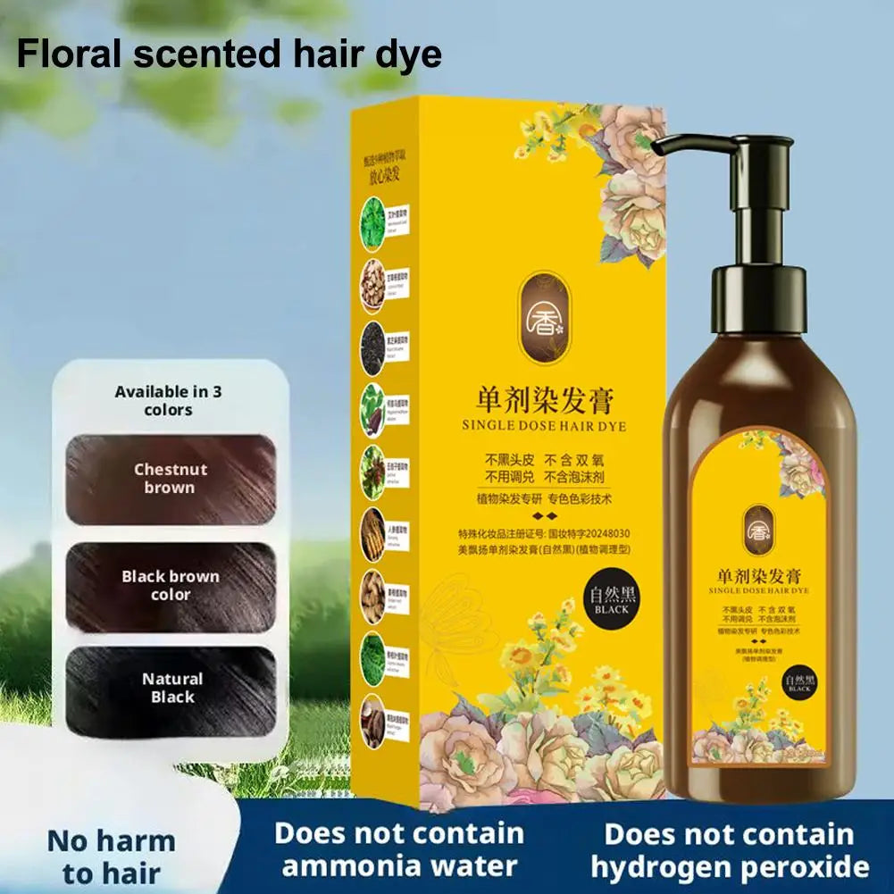 Plant-Based Hair Color Shampoo 210ml – Natural Long-Lasting Dye