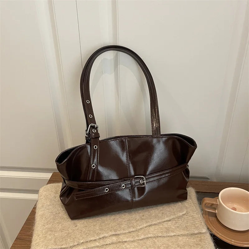 Korean Style Large Capacity Tote Shoulder Bag | PU Leather