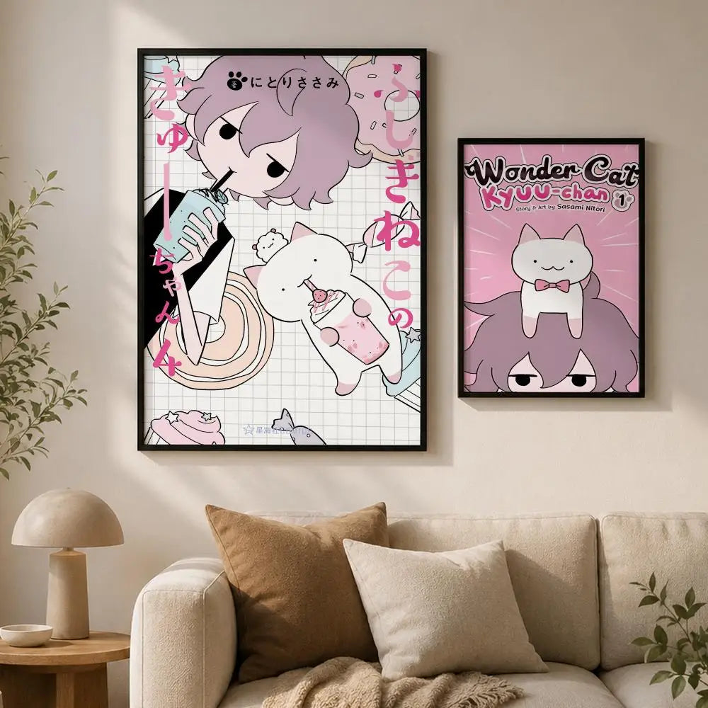 Wonder Cat Kyuu-chan PVC Peel-and-Stick HD Wall Poster