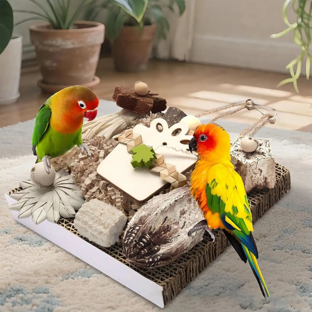 Wooden Bird Foraging Toy for Conures & Cockatiels | Chew Toy