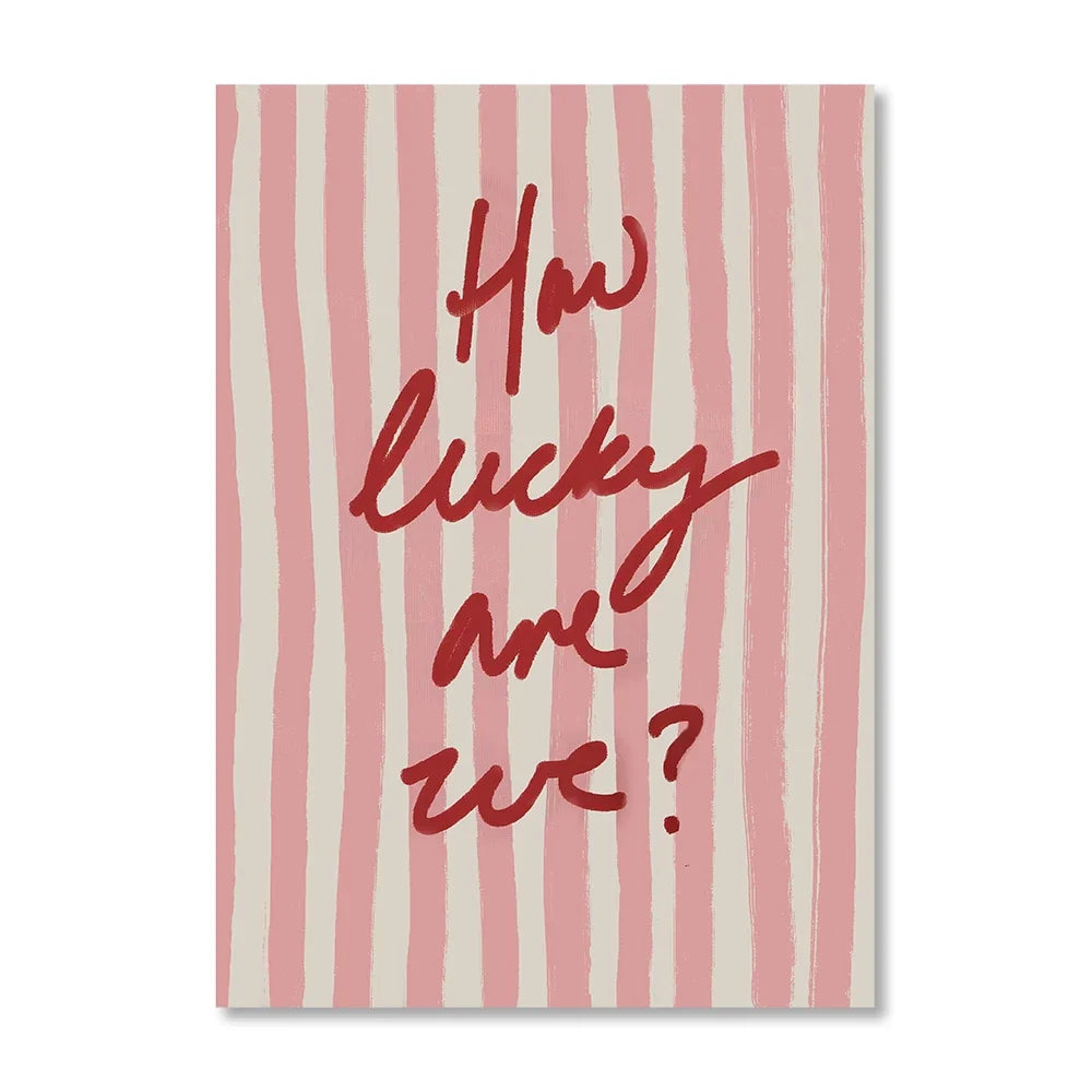 "How Lucky Are We" Unframed Retro Canvas Wall Art Print
