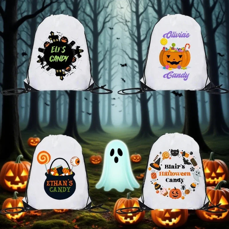 Personalized Halloween Drawstring Backpack | Custom Trick or Treat Bag