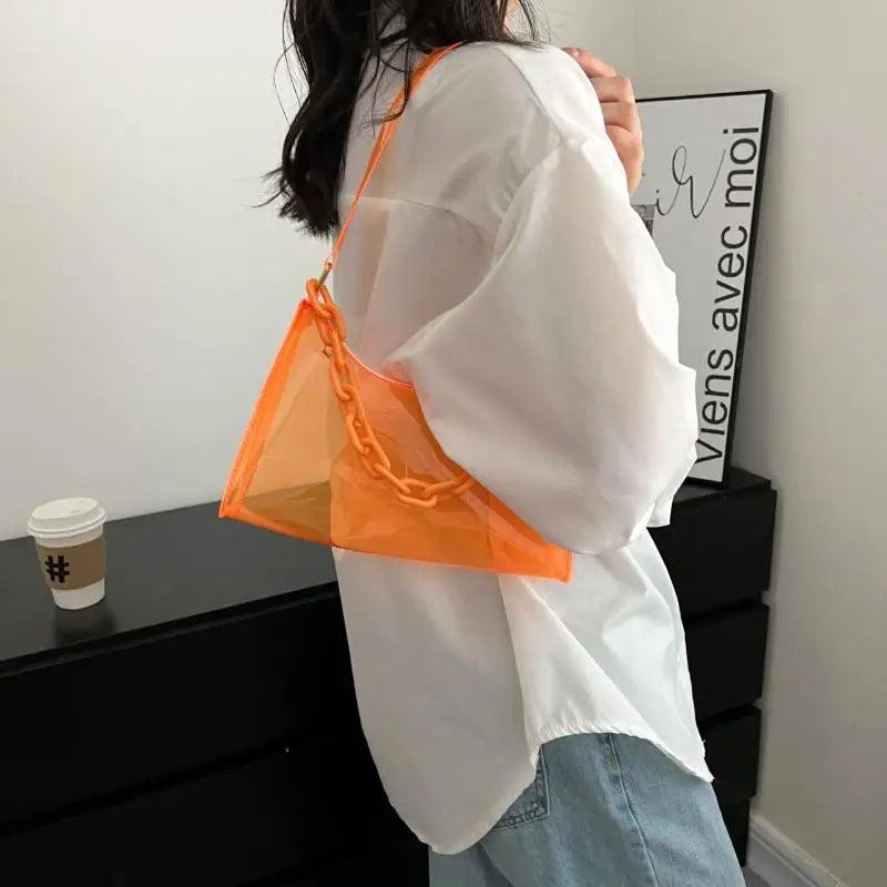 Clear Jelly Shoulder Bag – Y2K Transparent Underarm Purse