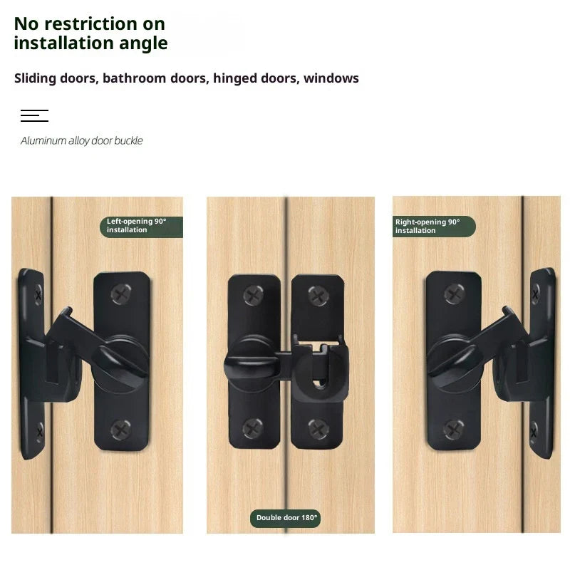 Punch-free Hasp Latch Door Lock Black Cabinet Locks Kids Safety