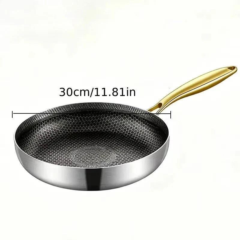 KEMORELA 316 Stainless Steel Non-Stick Honeycomb Skillet Wok