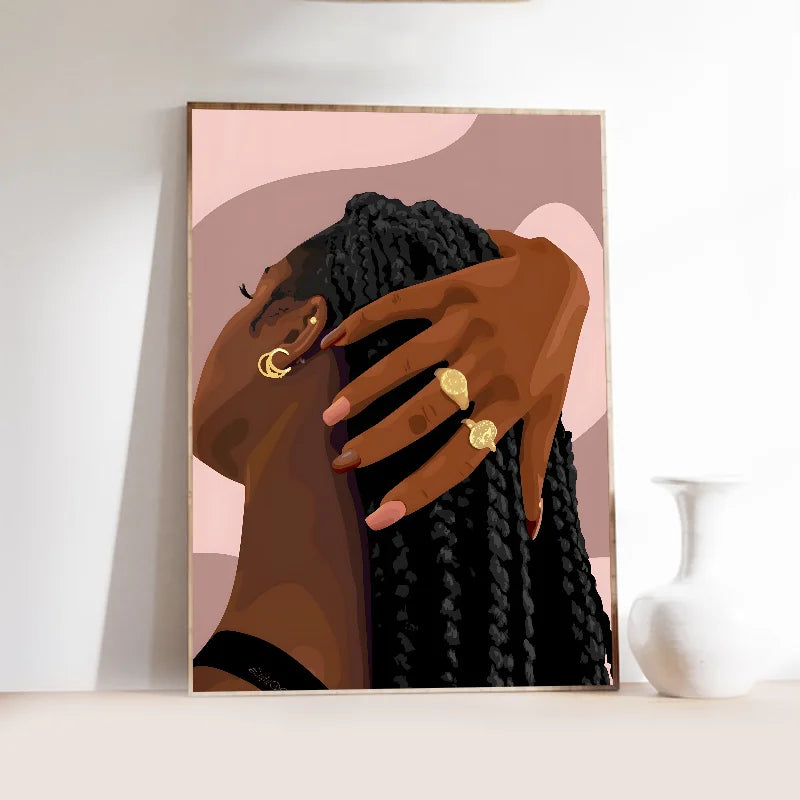Hip Hop Black Girl Gold Jewelry Wall Poster | Self-Adhesive