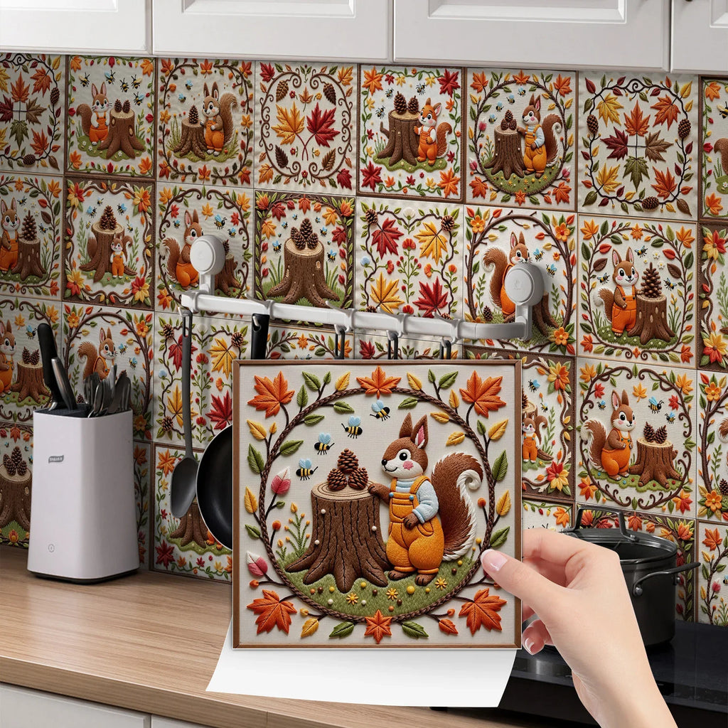 24 European Flower Tiles Wall Stickers Self-adhesive Kitchen Bathroom