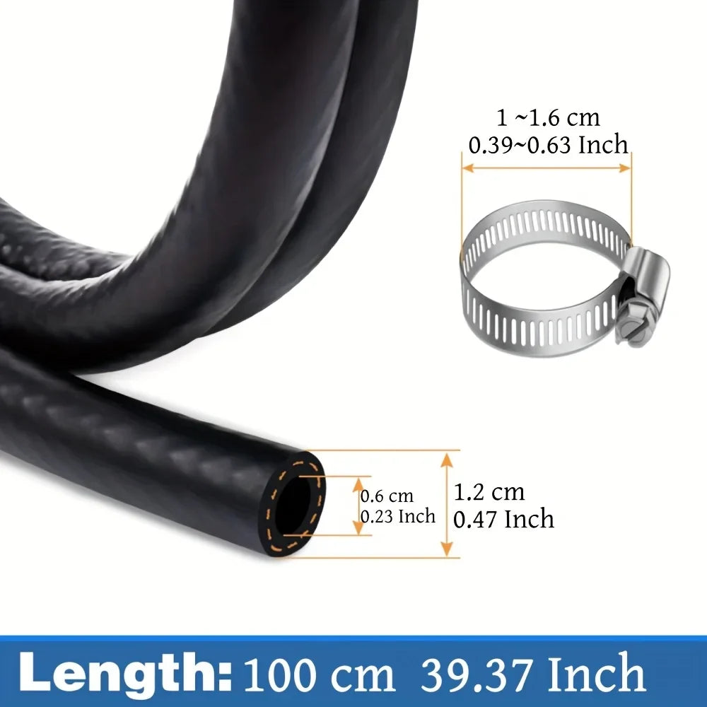 Gasoline Hose 6 Clamps Gas Pipes Lawn Mower Fuel Lines Cars Tractors