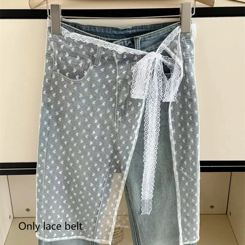 Korean Lace Trim Triangle Mini Skirt – Knit Layered Half Skirt