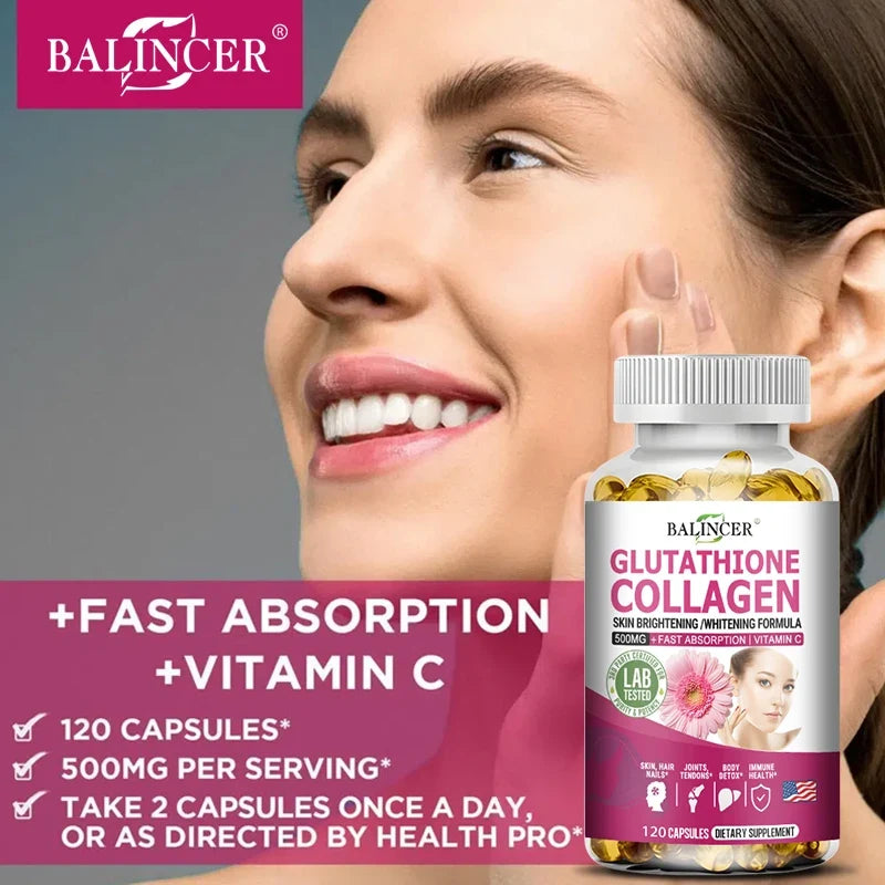 Glutathione 500mg Supplement – Collagen & Antioxidant Support