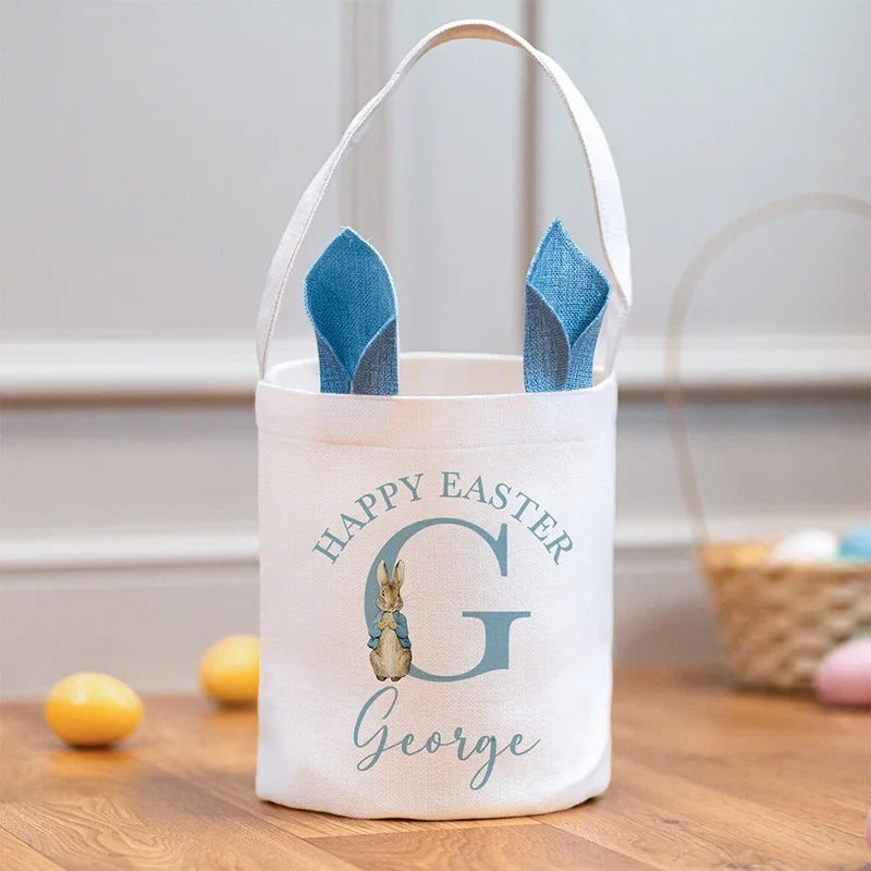 Personalized Easter Bunny Basket | Kids Egg Hunt Bucket