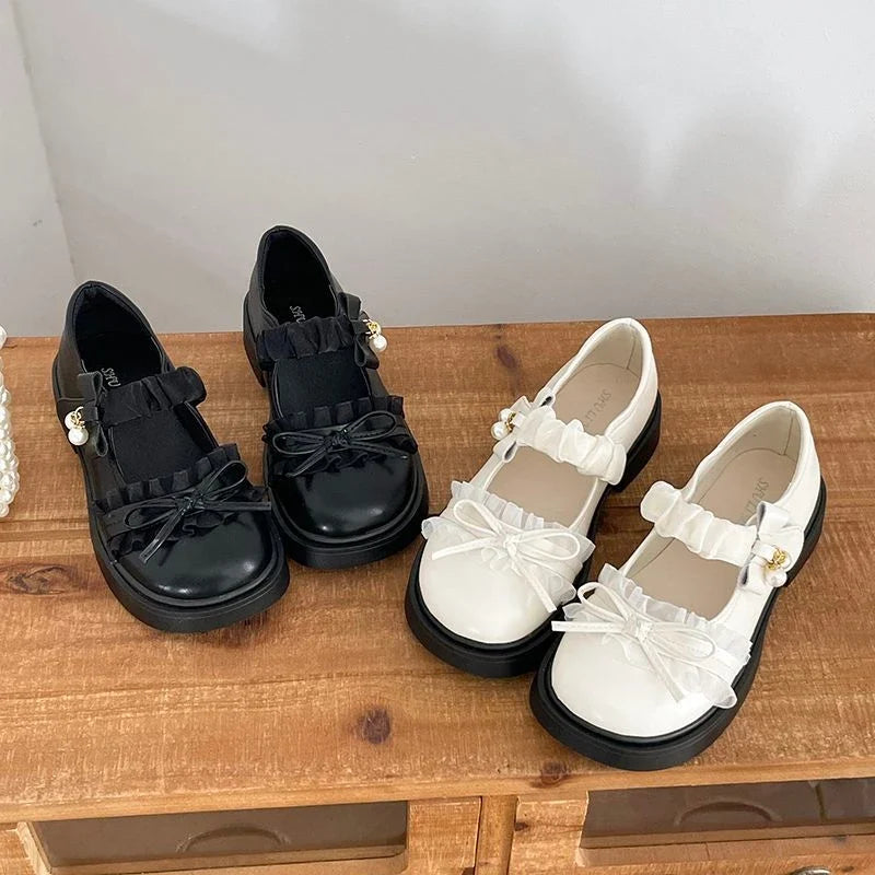 Lolita Bow Mary Jane Flats – Women's JK Platform Slip-On Shoes