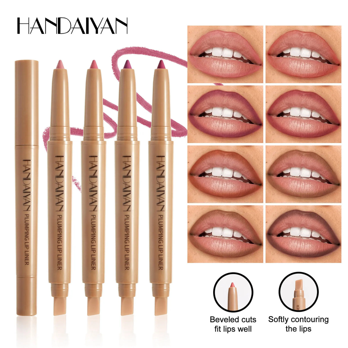 HANDAIYAN Dual-Ended Waterproof Matte Lip Liner & Smudge Brush