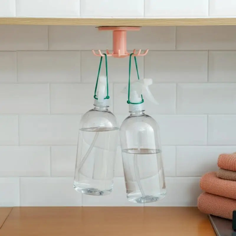 Under-Cabinet Utensil Hanger – 6 Rotating Hooks, No Drill