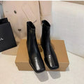 Women's Square Toe Chelsea Ankle Boots – Side Zip Leather