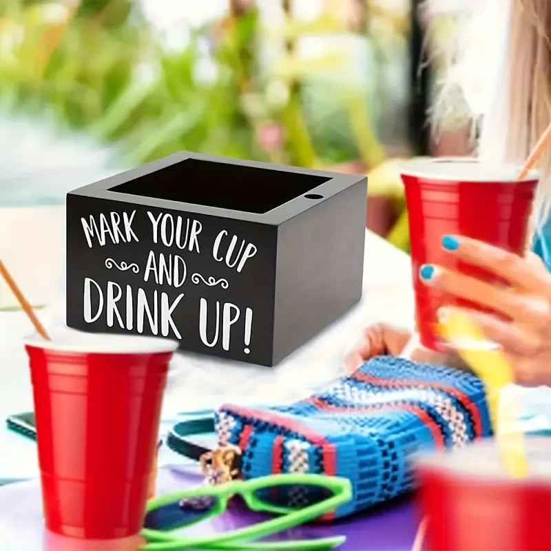 Disposable Cup Holder Marker Slot Mark Drink Up Dispenser Wooden