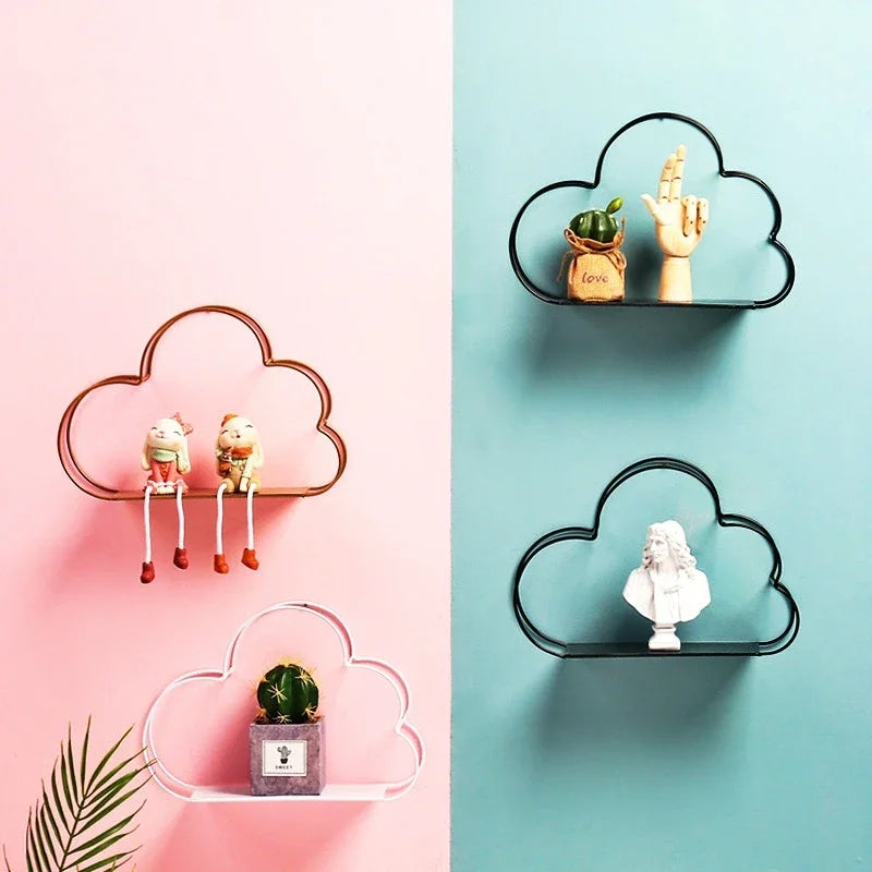 European Iron Cloud Wall Rack – 3-Tier Decorative Shelf