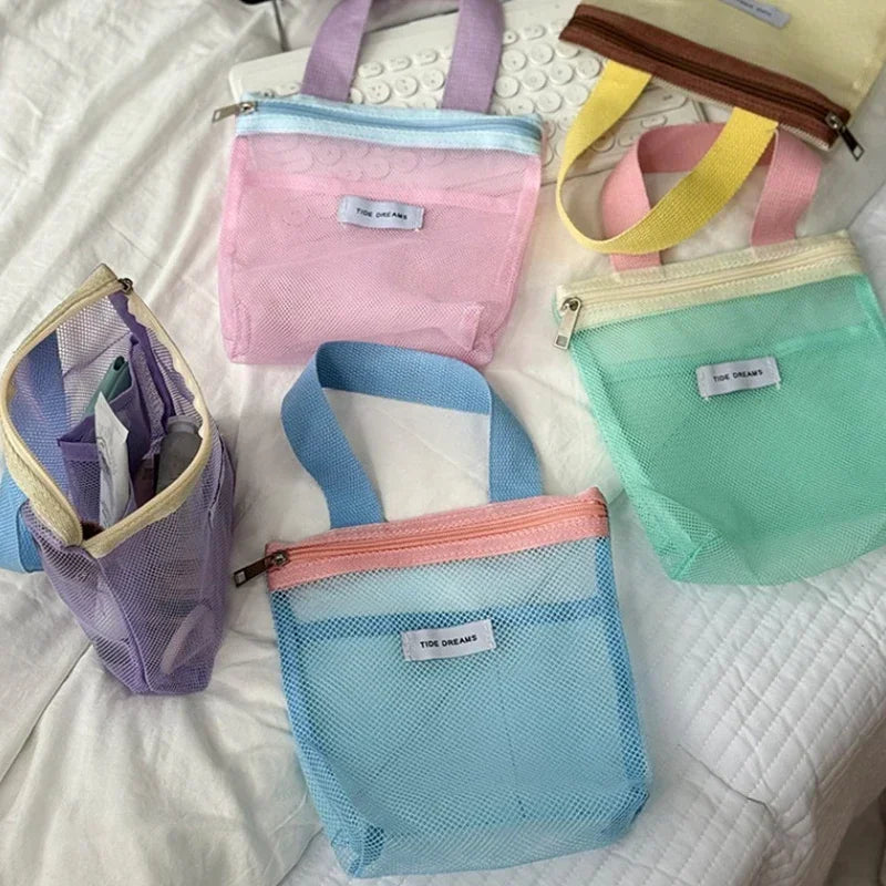 Portable Mesh Cosmetic Bag | Travel Toiletry & Makeup Organizer